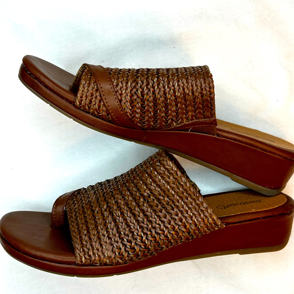 BareTraps-Abey Brown slip-on Woven Wedge Sandal
